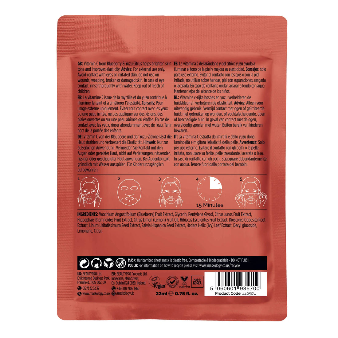 Maskology Vitamin C - Professional Facial Sheet Mask