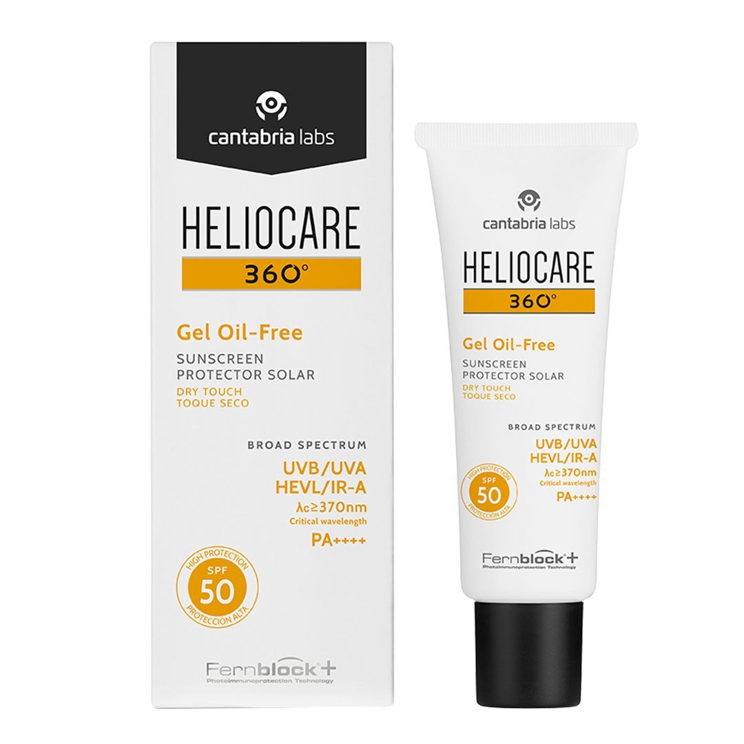 Heliocare 360° Gel Oil-Free SPF 50, with packaging