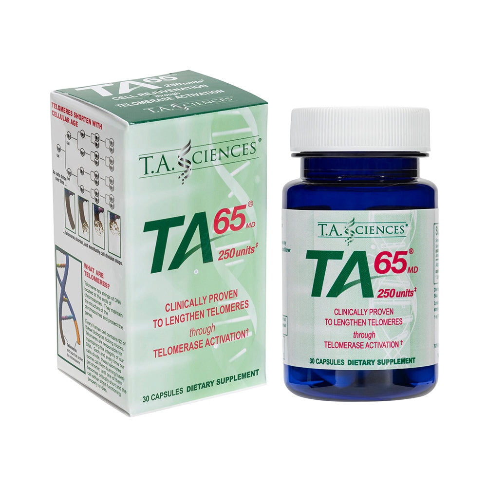 TA Sciences TA-65MD (250 Units) Telomerase 30 Capsules, with packaging