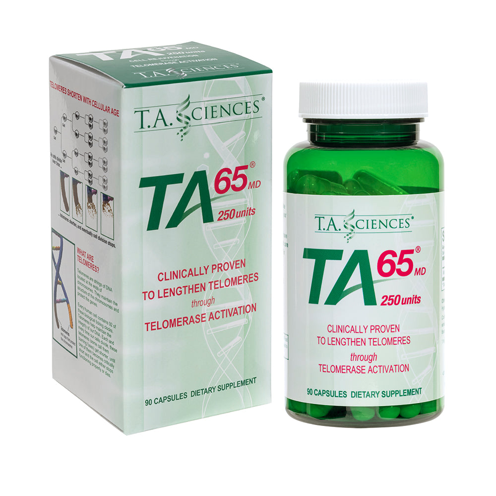 TA Sciences TA-65MD (250 Units) Telomerase 90 Capsules, with packaging