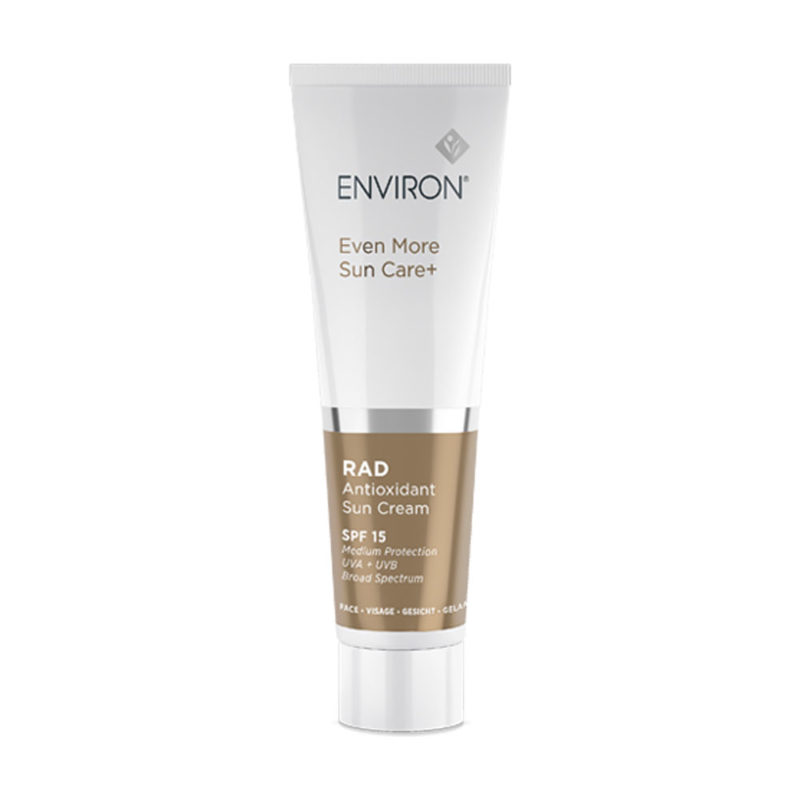 A white tube of Environ Sun Care+ RAD Antioxidant Sun Cream SPF15